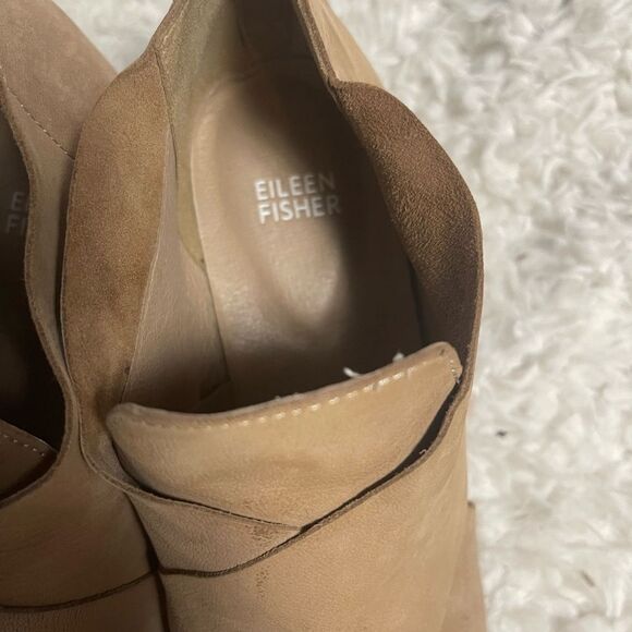Eileen Fisher Ember slip on Ankle Boots khaki Nubuck Leather back zipper SZ10 - Picture 9 of 9